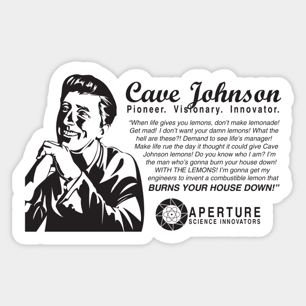 Portal 2 "Aperture Science Founder Cave Johnson" Sticker by LittleBearArt